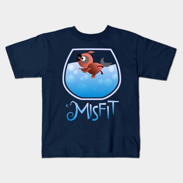 Misfit - Swimming Bird Kids T-Shirt by JPenfieldDesigns